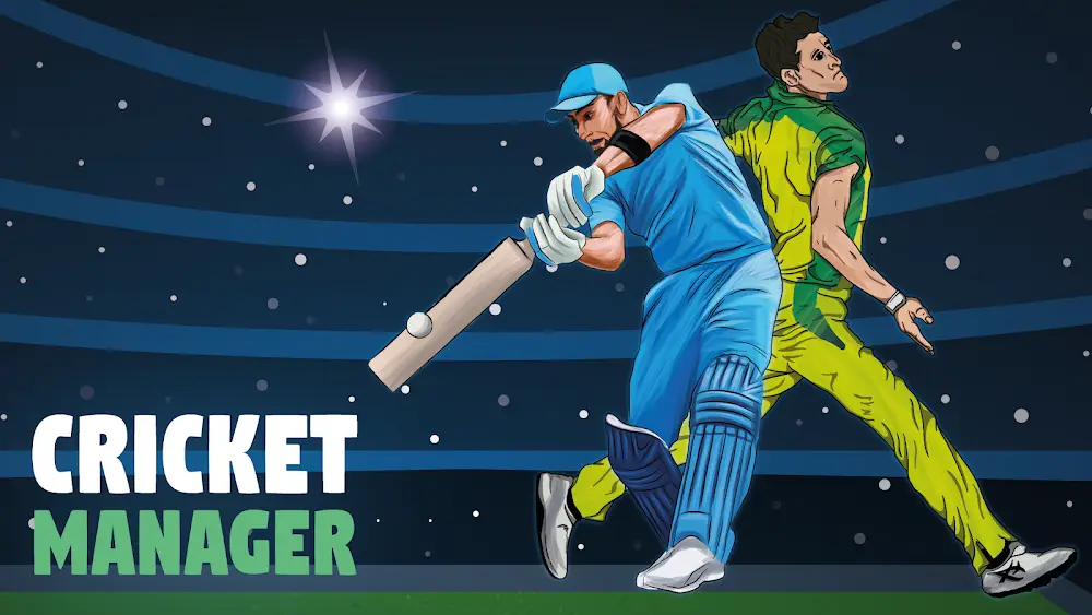 Arte de abertura de Wicket Cricket Manager com dois jogadores de críquete de equipas diferentes